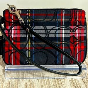 Coach EUC Tartan Plaid Wristlet